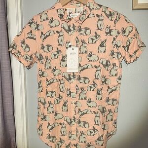 Denim & Flower Kids' Pink Bunny Print Shirt